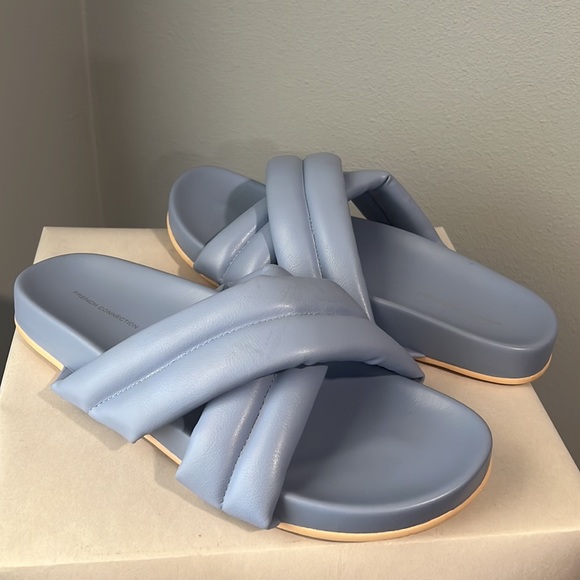 New French Connection Hayden Criss-Cross Flip Flop Slide Sandals - Picture 7 of 13